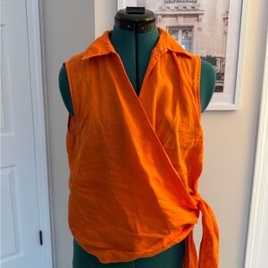 Ann Taylor Bold Orange Sleeveless Blouse